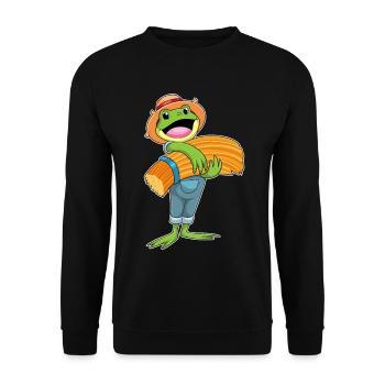 Frosch Landwirt Stroh Bauernhof - Unisex Pullover - Schwarz - Vorne - Alina (178cm) & Michal (187cm)