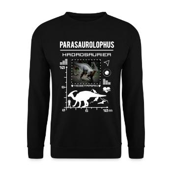 Parasaurolophus Dinosaur Type Data - Unisex Sweatshirt - black - Front - Alina (178cm) & Michal (187cm)