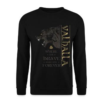 Valhalla Viking Bear Grizzly Bear Wotan Knots - Unisex Sweatshirt - black - Front - Alina (178cm) & Michal (187cm)