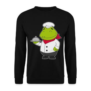 Frosch Koch Servierglocke Kochen - Unisex Pullover - Schwarz - Vorne - Alina (178cm) & Michal (187cm)