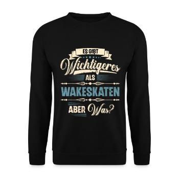 Wakeskate Wakeskating Wakeskater Wakeboard - Unisex Pullover - Schwarz - Vorne - Alina (178cm) & Michal (187cm)