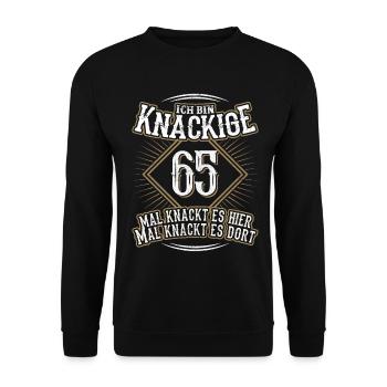 65. Geburtstag Lustig Geschenk - Unisex Pullover - Schwarz - Vorne - Alina (178cm) & Michal (187cm)