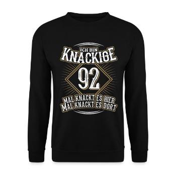 92. Geburtstag Lustig Geschenk - Unisex Pullover - Schwarz - Vorne - Alina (178cm) & Michal (187cm)