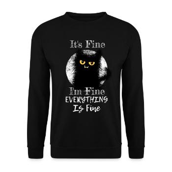 Je vais bien Tout va bien Wuschelige Chat - Sweat-shirt Unisexe - noir - Devant - Alina (178cm) & Michal (187cm)