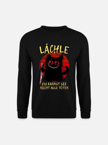 Lächle Grinsekatze Verrückte Katze Mit Messer - Unisex Pullover - Schwarz