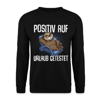 Positiv Auf Urlaub Getestet - Unisex Pullover - Schwarz - Vorne - Alina (178cm) & Michal (187cm)