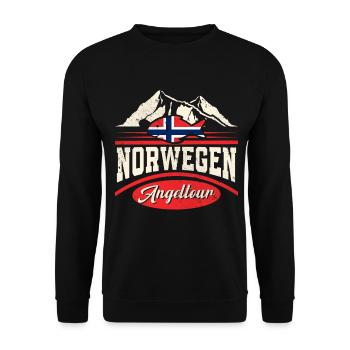 Norwegen Angeltour Angeln Angler - Unisex Pullover - Schwarz - Vorne - Alina (178cm) & Michal (187cm)