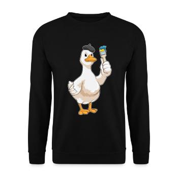Duck Painter Brush Painting - Unisex Sweatshirt - black - Front - Alina (178cm) & Michal (187cm)