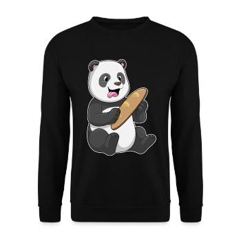 Panda Brot  - Unisex Pullover - Schwarz - Vorne - Alina (178cm) & Michal (187cm)
