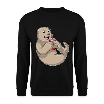 Seal mug to go - Unisex Sweatshirt - black - Front - Alina (178cm) & Michal (187cm)