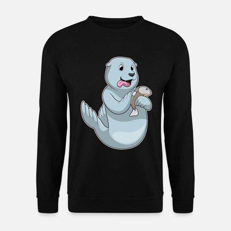 Sceller avec du poisson - Sweat-shirt Unisexe - noir