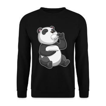Panda Tasse - Unisex Pullover - Schwarz - Vorne - Alina (178cm) & Michal (187cm)