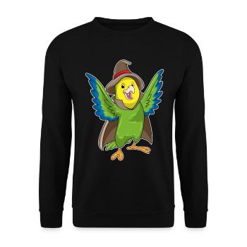 Parrot Wizard Hat - Unisex Sweatshirt - black - Front - Alina (178cm) & Michal (187cm)