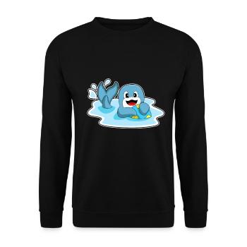 Natation dauphin, water-polo d’été - Sweat-shirt Unisexe - noir - Devant - Alina (178cm) & Michal (187cm)