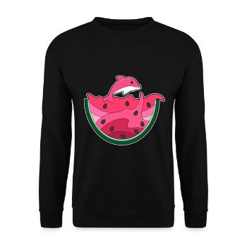 Dolphin Watermelon - Unisex Sweatshirt - black - Front - Alina (178cm) & Michal (187cm)