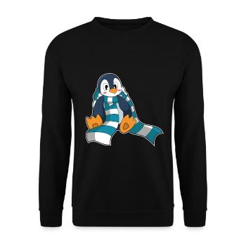 Penguin Winter Scarf - Unisex Sweatshirt - black - Front - Alina (178cm) & Michal (187cm)
