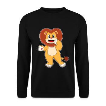 Löwe Herz - Unisex Pullover - Schwarz - Vorne - Alina (178cm) & Michal (187cm)