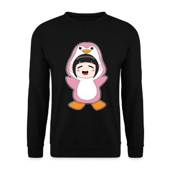 Pinguin Mädchen Kostüm - Unisex Pullover - Schwarz - Vorne - Alina (178cm) & Michal (187cm)