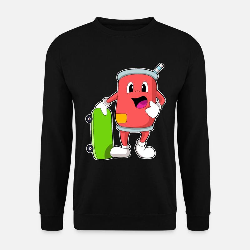 Dose als Skater mit Skateboard - Unisex Pullover - Schwarz