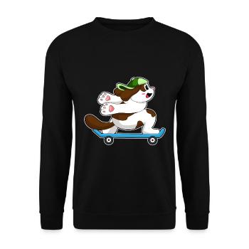 Hund Skater Skateboard - Unisex Pullover - Schwarz - Vorne - Alina (178cm) & Michal (187cm)