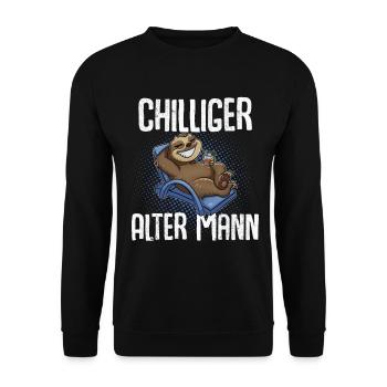 Chilliger Alter Mann Opa - Unisex Pullover - Schwarz - Vorne - Alina (178cm) & Michal (187cm)