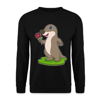 Otter Blume - Unisex Pullover - Schwarz - Vorne - Alina (178cm) & Michal (187cm)