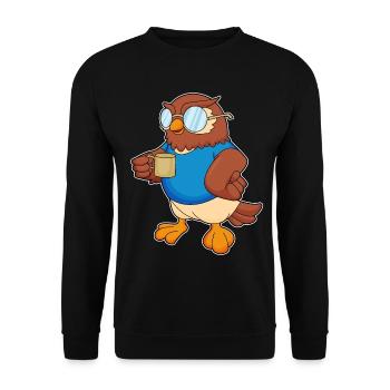 Eule Becher - Unisex Pullover - Schwarz - Vorne - Alina (178cm) & Michal (187cm)