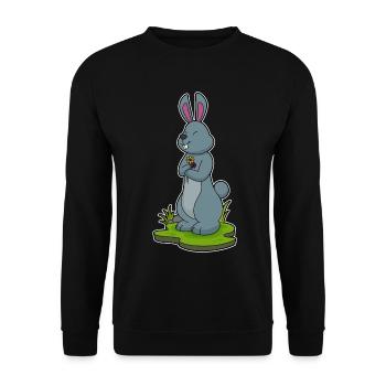 Hase Blumen - Unisex Pullover - Schwarz - Vorne - Alina (178cm) & Michal (187cm)