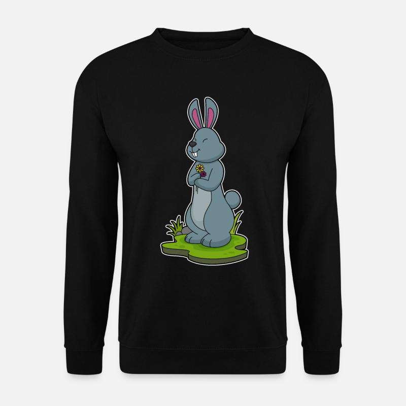 Hase Blumen - Unisex Pullover - Schwarz