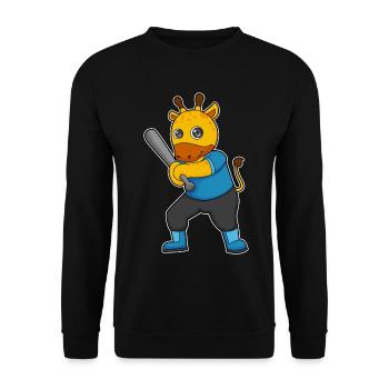Giraffe Baseball Baseball Bat - Unisex Sweatshirt - black - Front - Alina (178cm) & Michal (187cm)