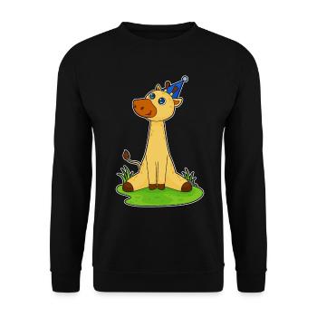 Giraffe Birthday Party Hat - Unisex Sweatshirt - black - Front - Alina (178cm) & Michal (187cm)