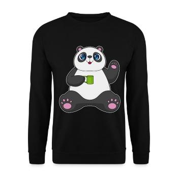 Panda Becher - Unisex Pullover - Schwarz - Vorne - Alina (178cm) & Michal (187cm)