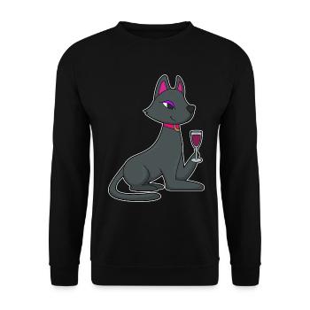 Vin rouge Cat - Sweat-shirt Unisexe - noir - Devant - Alina (178cm) & Michal (187cm)