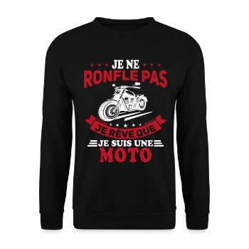 Je Ne Ronfle Pas Je Rêve Que Je Suis Une Moto - Sweat-shirt Unisexe - noir - Devant - Alina (178cm) & Michal (187cm)