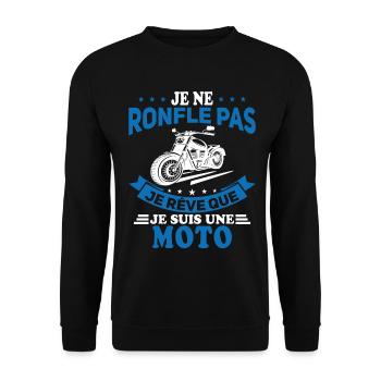 Je Ne Ronfle Pas Je Rêve Que Je Suis Une Moto - Sweat-shirt Unisexe - noir - Devant - Alina (178cm) & Michal (187cm)