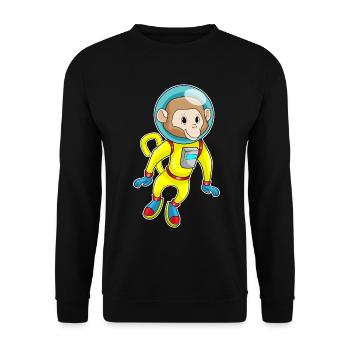 Monkey Astronaut Space - Unisex Sweatshirt - black - Front - Alina (178cm) & Michal (187cm)