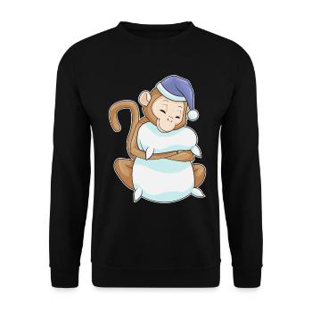 Monkey Sleeping Pillow - Unisex Sweatshirt - black - Front - Alina (178cm) & Michal (187cm)