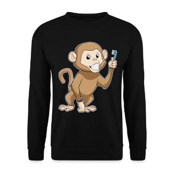 Monkey Toothbrush - Unisex Sweatshirt - black - Front - Alina (178cm) & Michal (187cm)