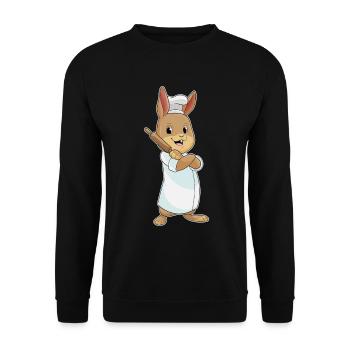 Rabbit as a baker with rolling pin - Unisex Sweatshirt - black - Front - Alina (178cm) & Michal (187cm)