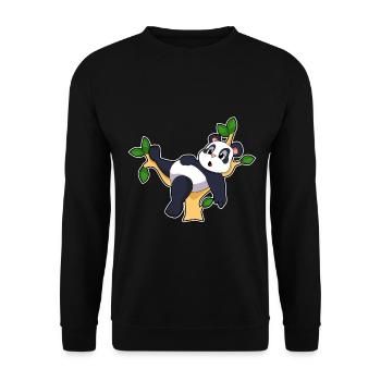 Panda Zweig - Unisex Pullover - Schwarz - Vorne - Alina (178cm) & Michal (187cm)