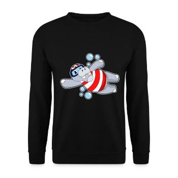 Nilpferd Taucher Schwimmbrille Tauchen - Unisex Pullover - Schwarz - Vorne - Alina (178cm) & Michal (187cm)
