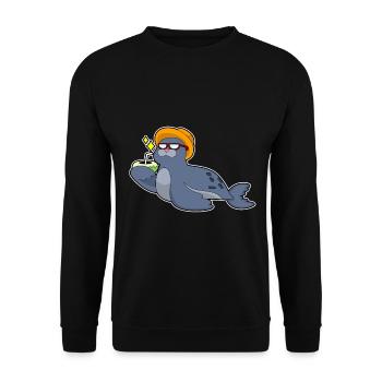 Seehund Kokosnuss - Sweat-shirt Unisexe - noir - Devant - Alina (178cm) & Michal (187cm)