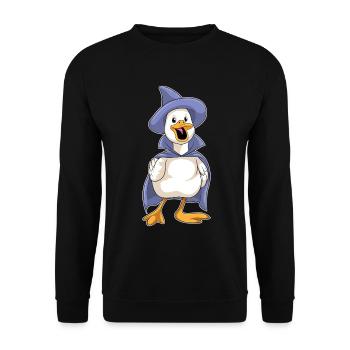 Ente Halloween Hexe - Unisex Pullover - Schwarz - Vorne - Alina (178cm) & Michal (187cm)
