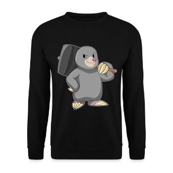 Maulwurf Handwerker Hammer Handwerk - Unisex Pullover - Schwarz - Vorne - Alina (178cm) & Michal (187cm)