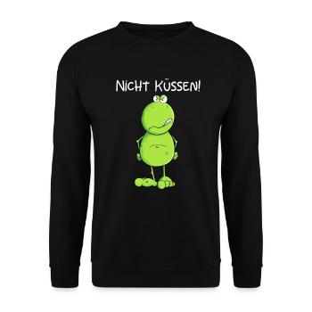 Nicht Küssen Frosch I Statement Kuss Froschkönig - Unisex Pullover - Schwarz - Vorne - Alina (178cm) & Michal (187cm)