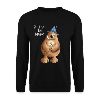 Croyez en Magic Wizard Bear I Magicien - Sweat-shirt Unisexe - noir - Devant - Alina (178cm) & Michal (187cm)
