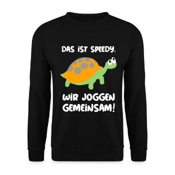 Lustiges Geschenk Für Sportler Jogger Läufer - Unisex Pullover - Schwarz - Vorne - Alina (178cm) & Michal (187cm)