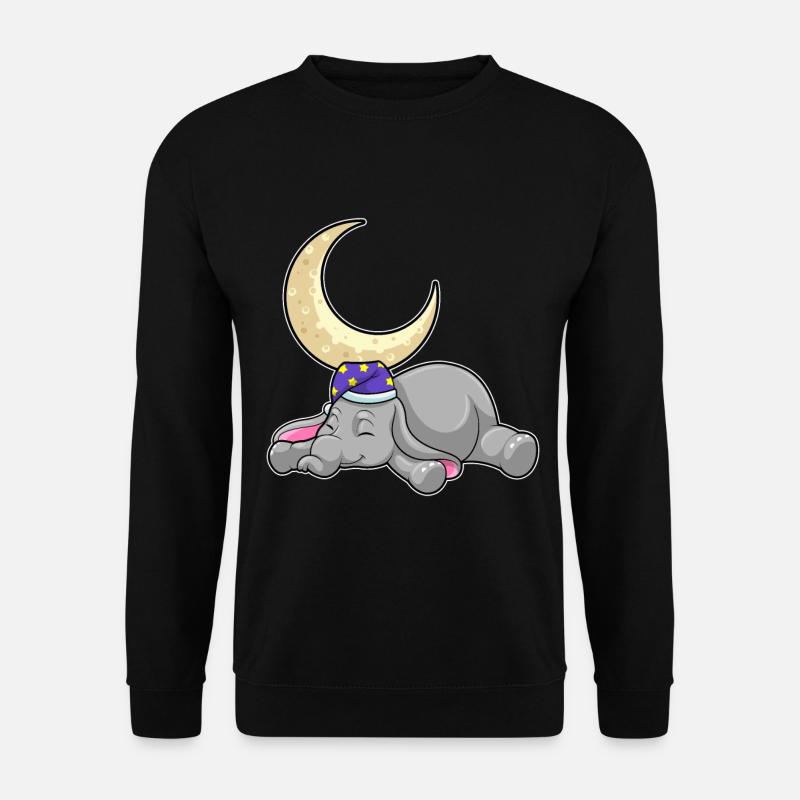 Elefant mit Mond - Unisex Pullover - Schwarz