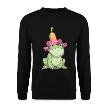 Frosch Plumeria - Unisex Pullover - Schwarz - Vorne - Alina (178cm) & Michal (187cm)