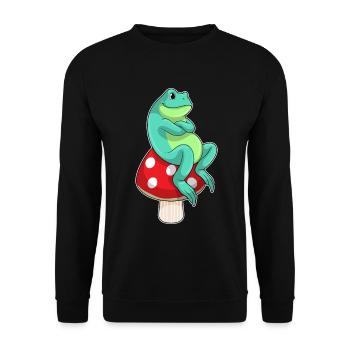 Frosch Pilz - Unisex Pullover - Schwarz - Vorne - Alina (178cm) & Michal (187cm)